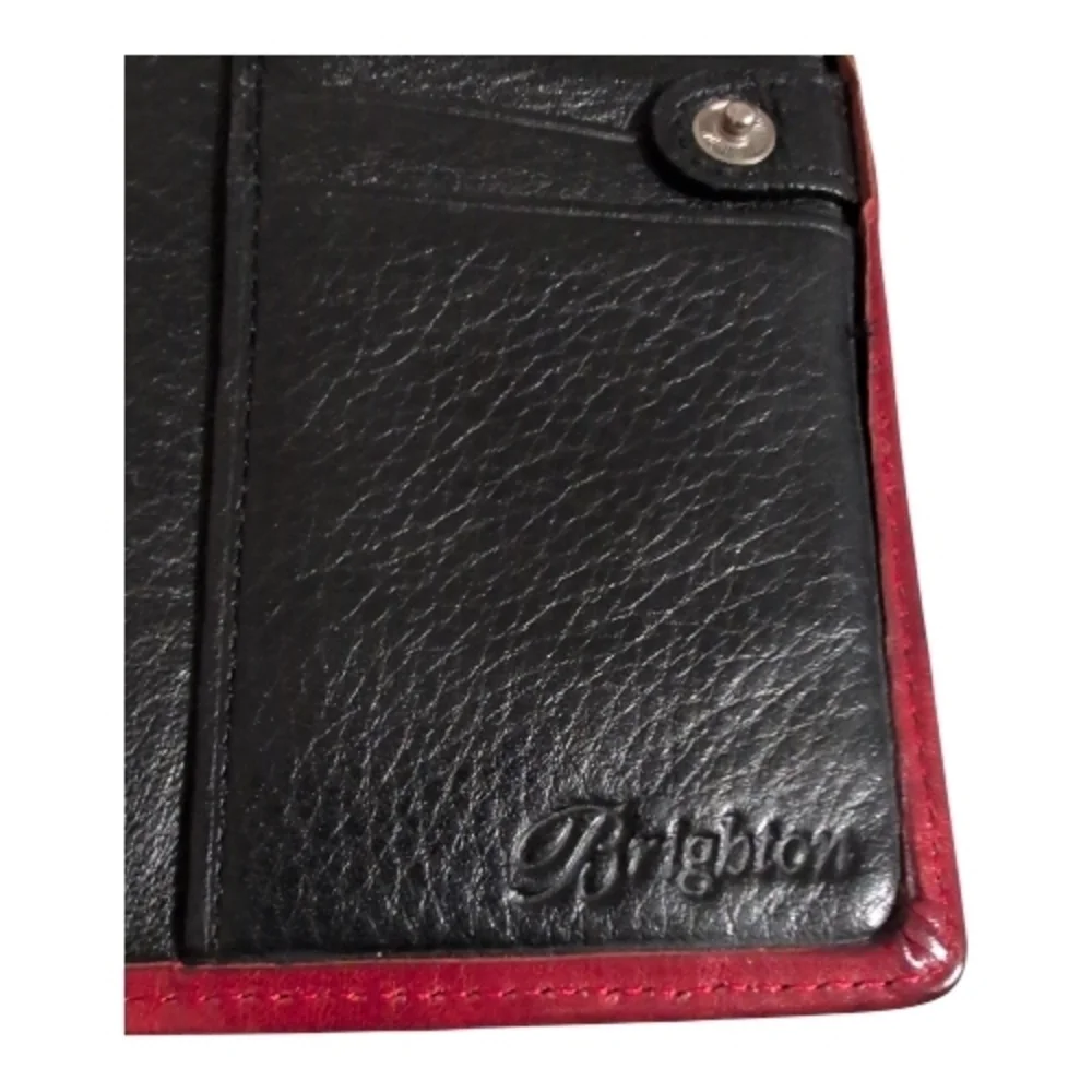Brighton Red Leather Vintage Snap Bifold Wallet